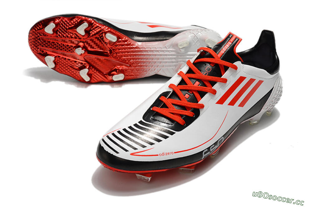 Men's Adidas F50 Adizero Ghosted FG Firm Ground Low-Tops Football Boots - White/Red/Black 3