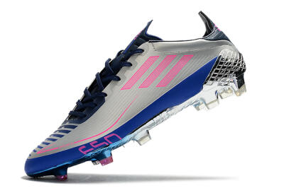 Men's Adidas F50 Adizero Ghosted FG Firm Ground Low-Tops Football Boots - Silver/Pink/Blue