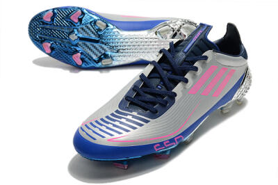Men's Adidas F50 Adizero Ghosted FG Firm Ground Low-Tops Football Boots - Silver/Pink/Blue