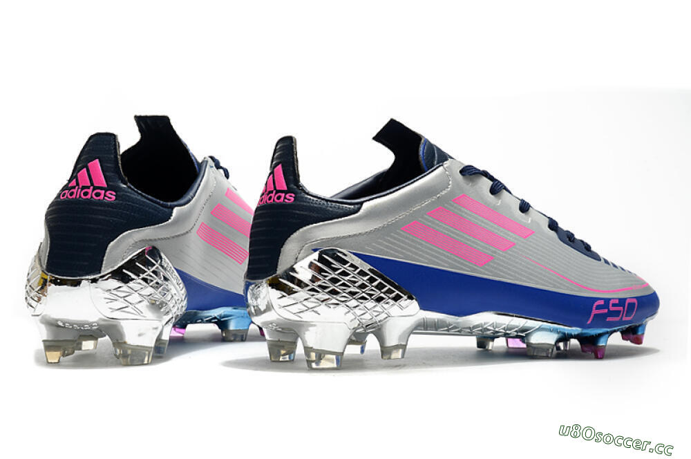 Men's Adidas F50 Adizero Ghosted FG Firm Ground Low-Tops Football Boots - Silver/Pink/Blue 6