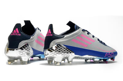 Men's Adidas F50 Adizero Ghosted FG Firm Ground Low-Tops Football Boots - Silver/Pink/Blue