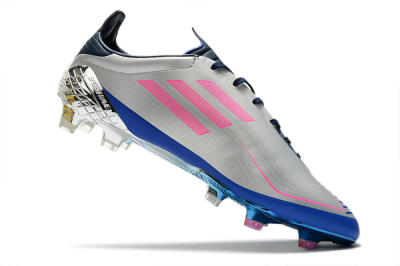 Men's Adidas F50 Adizero Ghosted FG Firm Ground Low-Tops Football Boots - Silver/Pink/Blue