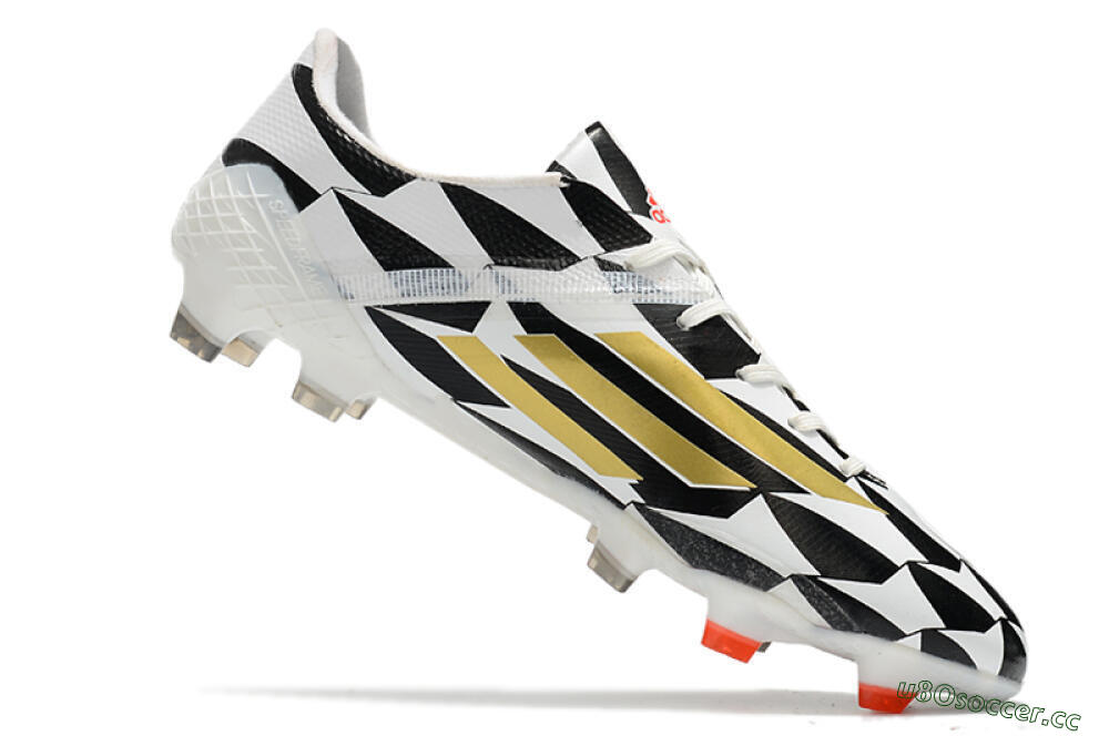 Men's Adidas F50 Adizero Ghosted FG Firm Ground Low-Tops Football Boots - White/Black/Gold 4