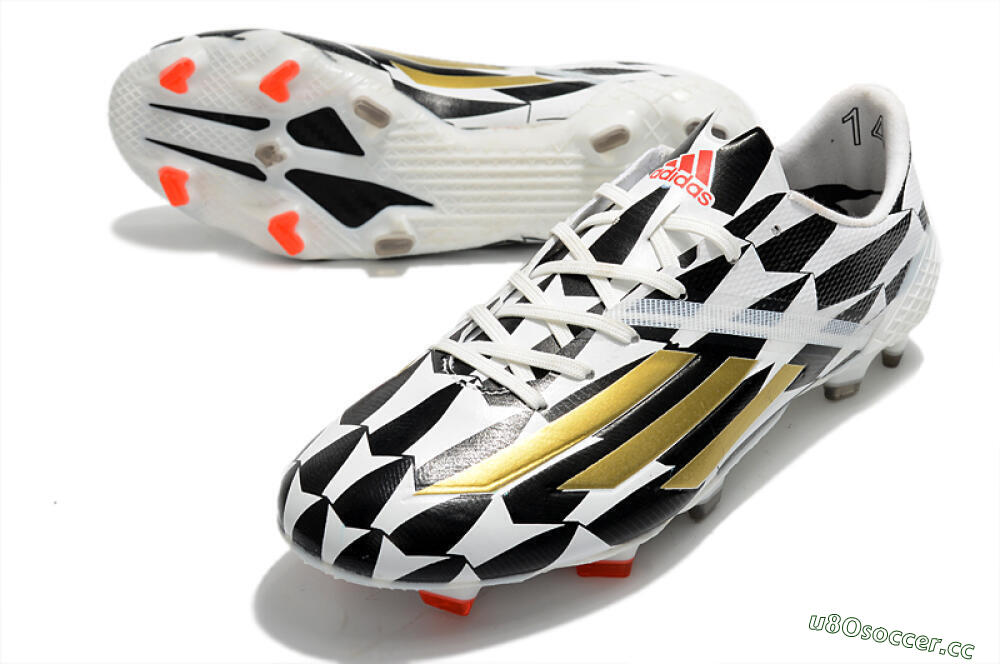 Men's Adidas F50 Adizero Ghosted FG Firm Ground Low-Tops Football Boots - White/Black/Gold 3