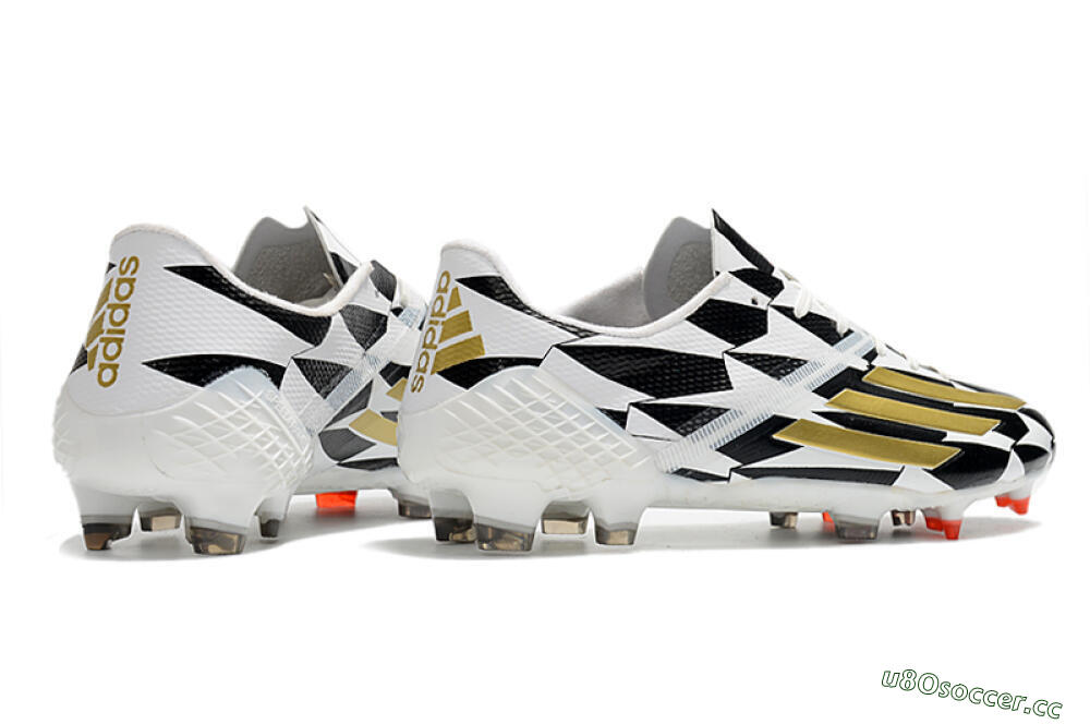 Men's Adidas F50 Adizero Ghosted FG Firm Ground Low-Tops Football Boots - White/Black/Gold 6