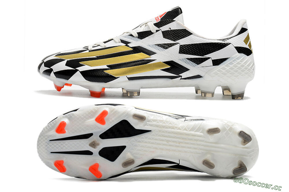 Men's Adidas F50 Adizero Ghosted FG Firm Ground Low-Tops Football Boots - White/Black/Gold 1