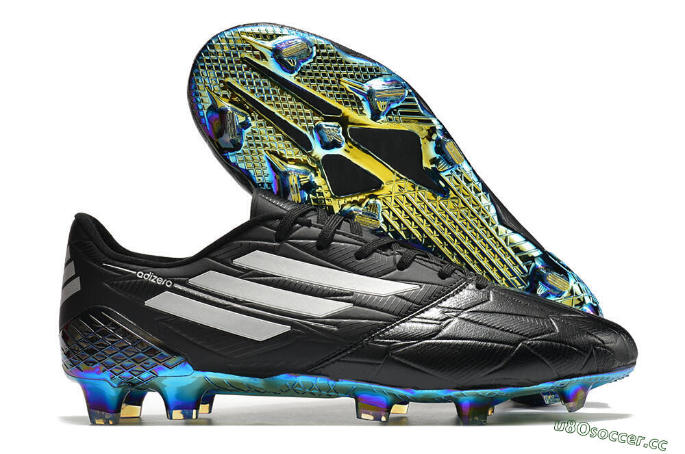 Men's Adidas F50 Adizero Ghosted FG Firm Ground Low-Tops Football Boots - Black/White/Gold 2