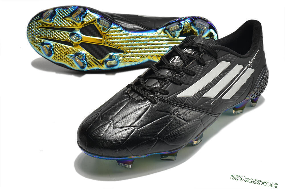 Men's Adidas F50 Adizero Ghosted FG Firm Ground Low-Tops Football Boots - Black/White/Gold 3