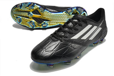 Men's Adidas F50 Adizero Ghosted FG Firm Ground Low-Tops Football Boots - Black/White/Gold