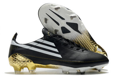Men's Adidas F50 Adizero Ghosted FG Firm Ground Low-Tops Football Boots - Black/White/Gold