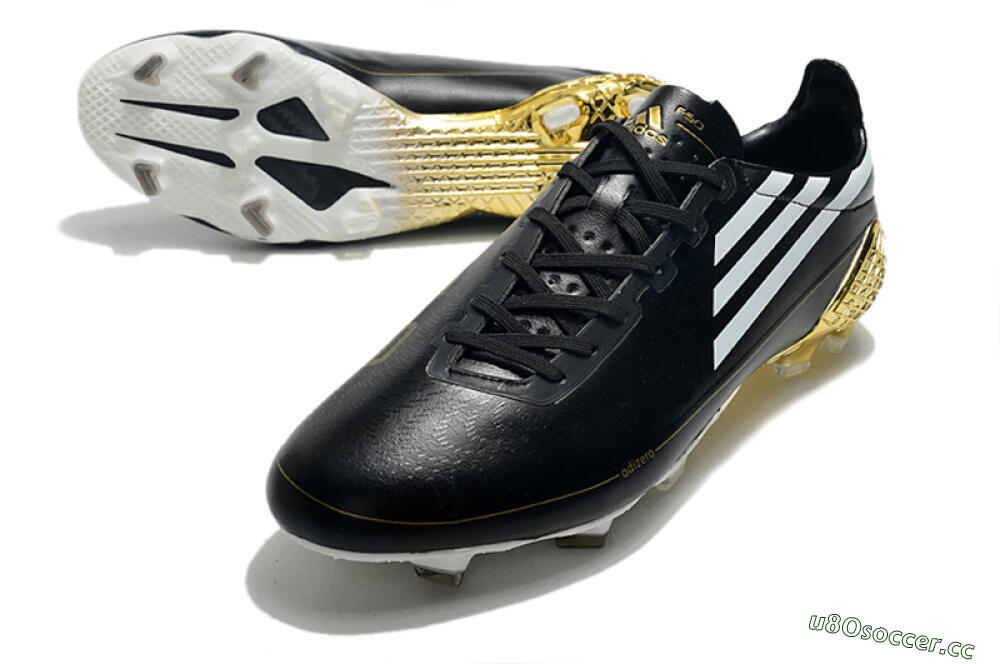 Men's Adidas F50 Adizero Ghosted FG Firm Ground Low-Tops Football Boots - Black/White/Gold 3