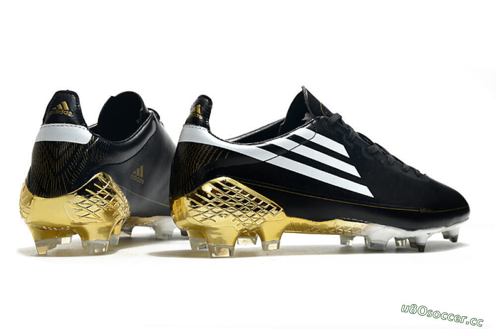 Men's Adidas F50 Adizero Ghosted FG Firm Ground Low-Tops Football Boots - Black/White/Gold 6