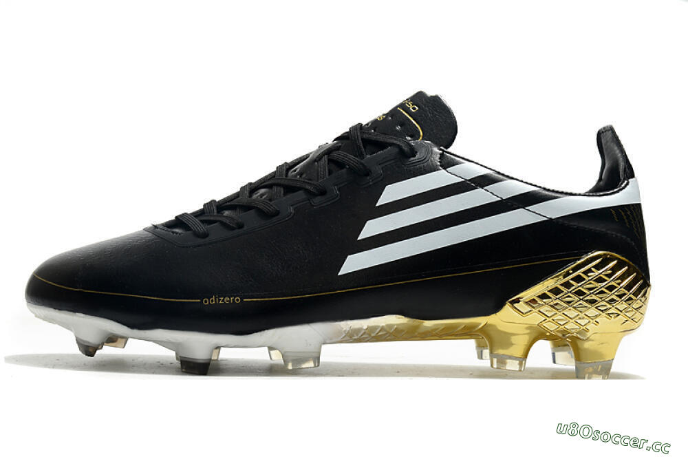 Men's Adidas F50 Adizero Ghosted FG Firm Ground Low-Tops Football Boots - Black/White/Gold 0