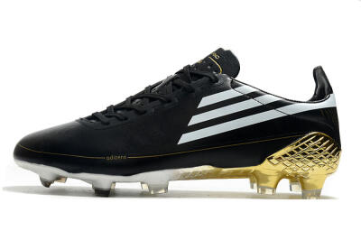Men's Adidas F50 Adizero Ghosted FG Firm Ground Low-Tops Football Boots - Black/White/Gold