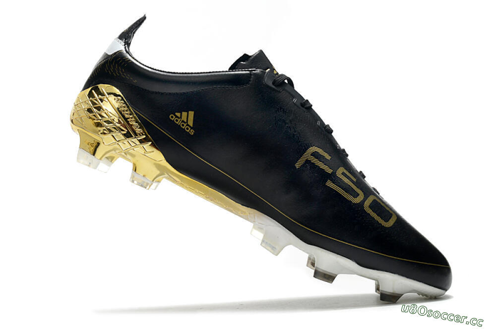 Men's Adidas F50 Adizero Ghosted FG Firm Ground Low-Tops Football Boots - Black/White/Gold 4