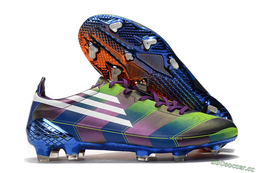 Men's Adidas F50 Adizero Ghosted FG Firm Ground Low-Tops Football Boots - Purple/Blue/Yellow 2