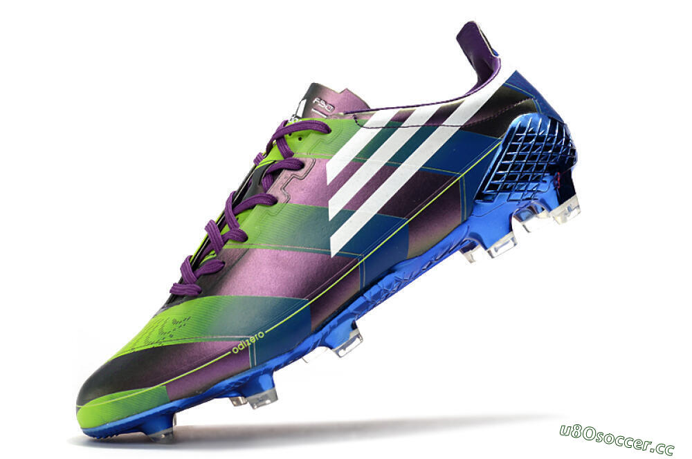 Men's Adidas F50 Adizero Ghosted FG Firm Ground Low-Tops Football Boots - Purple/Blue/Yellow 5