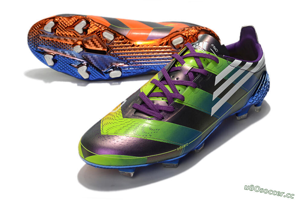 Men's Adidas F50 Adizero Ghosted FG Firm Ground Low-Tops Football Boots - Purple/Blue/Yellow 3