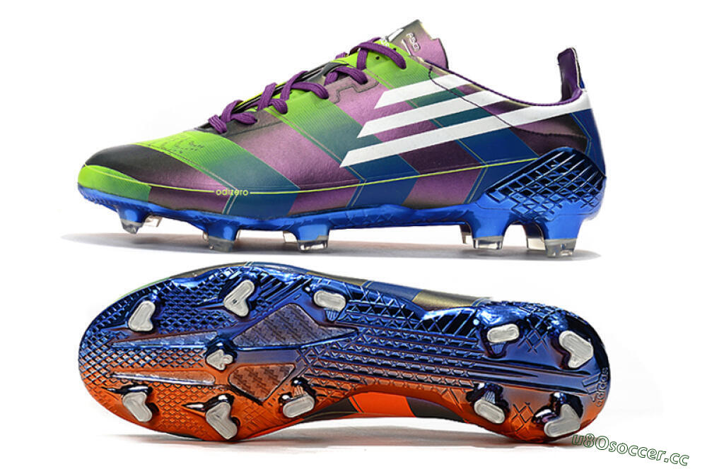 Men's Adidas F50 Adizero Ghosted FG Firm Ground Low-Tops Football Boots - Purple/Blue/Yellow 1