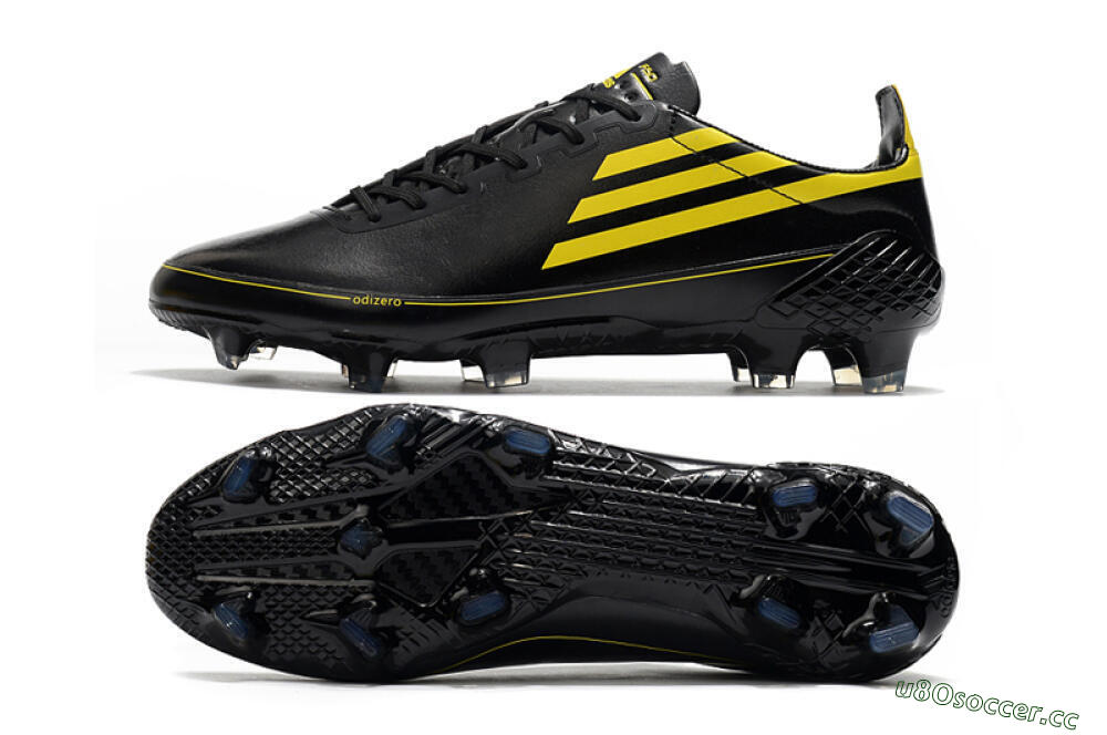 Men's Adidas F50 Adizero Ghosted FG Firm Ground Low-Tops Football Boots - Black/Yellow 1