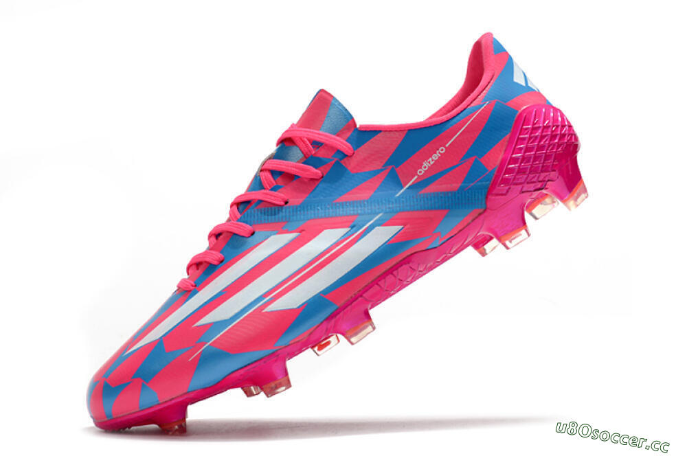 Men's Adidas F50 Adizero Ghosted FG Firm Ground Low-Tops Football Boots - Pink/White/Blue 5