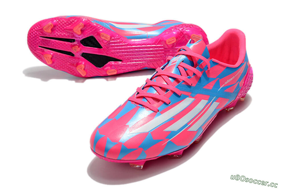 Men's Adidas F50 Adizero Ghosted FG Firm Ground Low-Tops Football Boots - Pink/White/Blue 3