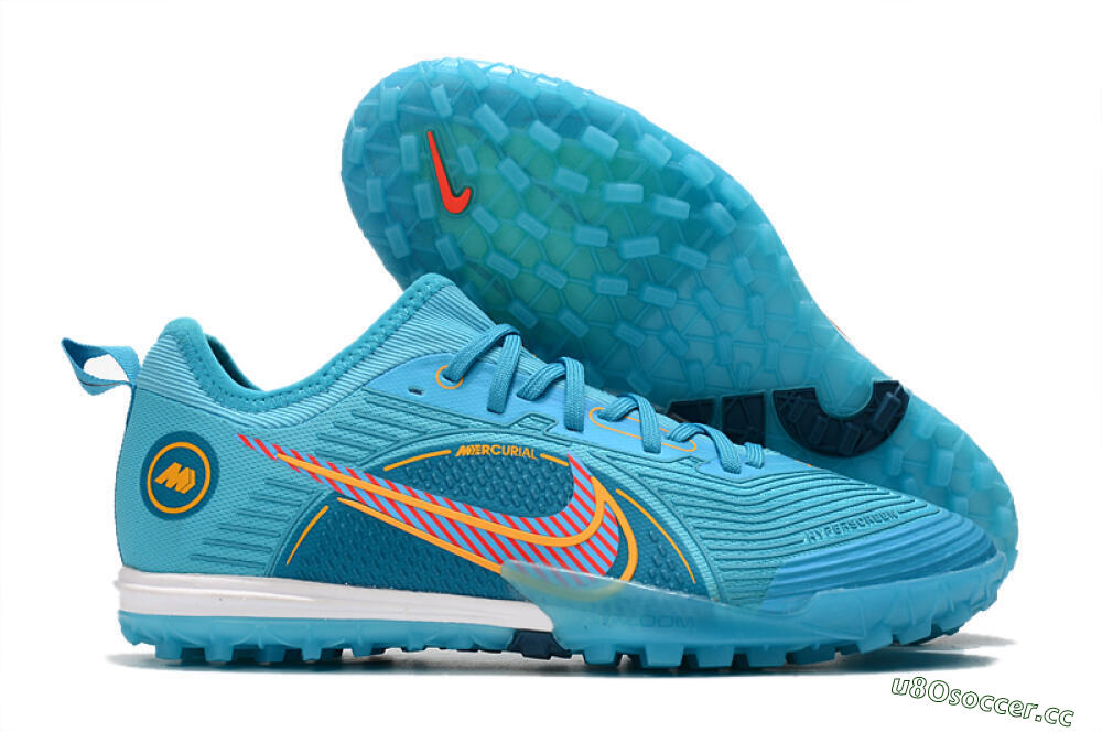 Men's Nike Mercurial Vapor 14 Pro TF Artificial Turf Low-Tops Football Shoes - Jade/Yellow/Red 2