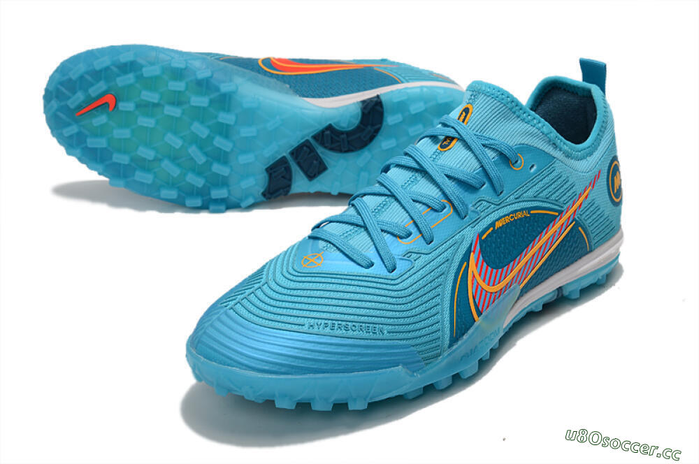 Men's Nike Mercurial Vapor 14 Pro TF Artificial Turf Low-Tops Football Shoes - Jade/Yellow/Red 3