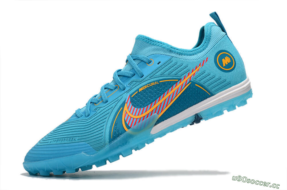 Men's Nike Mercurial Vapor 14 Pro TF Artificial Turf Low-Tops Football Shoes - Jade/Yellow/Red 5