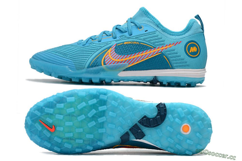 Men's Nike Mercurial Vapor 14 Pro TF Artificial Turf Low-Tops Football Shoes - Jade/Yellow/Red 1
