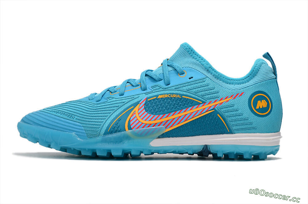 Men's Nike Mercurial Vapor 14 Pro TF Artificial Turf Low-Tops Football Shoes - Jade/Yellow/Red 0