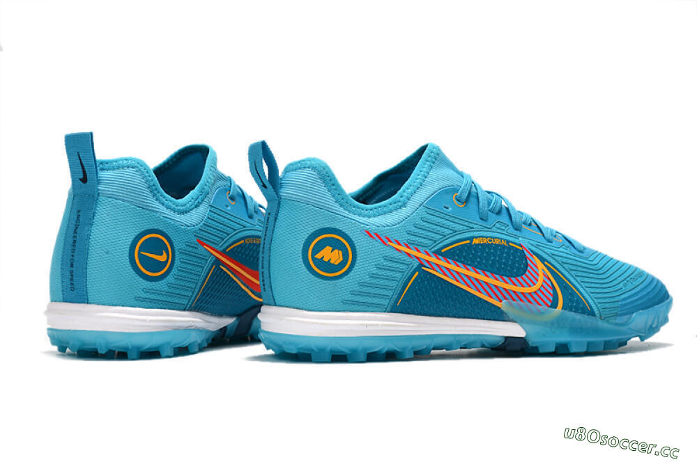 Men's Nike Mercurial Vapor 14 Pro TF Artificial Turf Low-Tops Football Shoes - Jade/Yellow/Red 6