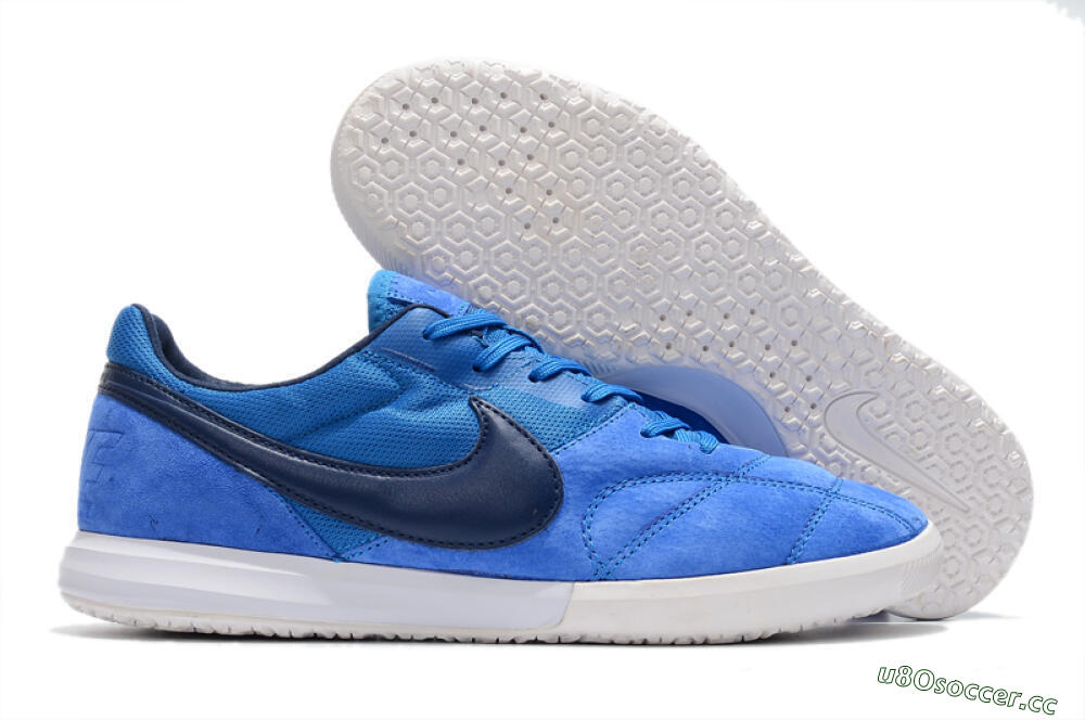 Men's Nike Premier 2 Sala IC Indoor & Futsal Low-Tops Football Shoes - Blue/White 2
