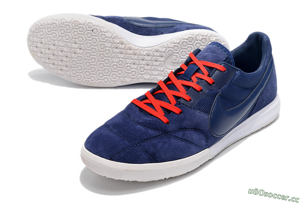 Men's Nike Premier 2 Sala IC Indoor & Futsal Low-Tops Football Shoes - Blue/Red/White 3