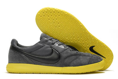 Men's Nike Premier 2 Sala IC Indoor & Futsal Low-Tops Football Shoes - Grey/Black/Yellow