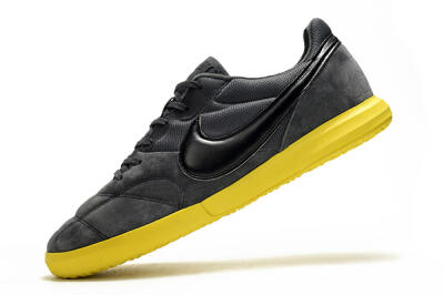 Men's Nike Premier 2 Sala IC Indoor & Futsal Low-Tops Football Shoes - Grey/Black/Yellow