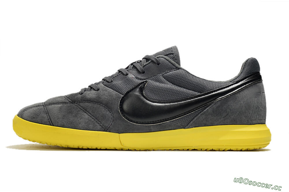 Men's Nike Premier 2 Sala IC Indoor & Futsal Low-Tops Football Shoes - Grey/Black/Yellow 0