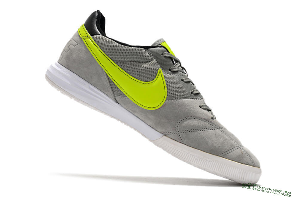 Men's Nike Premier 2 Sala IC Indoor & Futsal Low-Tops Football Shoes - Grey/Yellow/Black 4