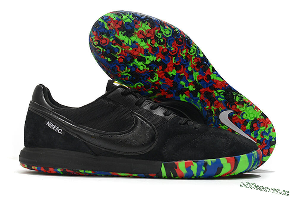 Men's Nike Premier 2 Sala IC Indoor & Futsal Low-Tops Football Shoes - Black/Red/Green/Blue 2
