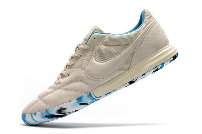 Men's Nike Premier 2 Sala IC Indoor & Futsal Low-Tops Football Shoes - Beige/White/Blue