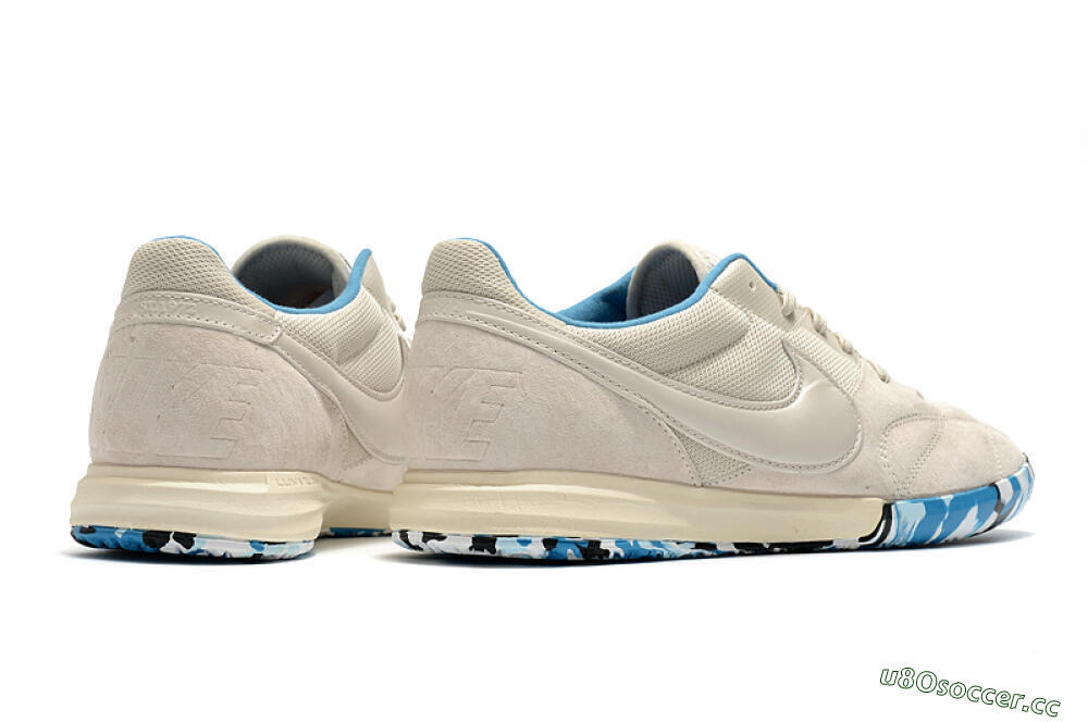 Men's Nike Premier 2 Sala IC Indoor & Futsal Low-Tops Football Shoes - Beige/White/Blue 6