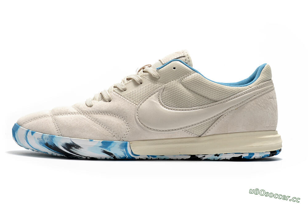 Men's Nike Premier 2 Sala IC Indoor & Futsal Low-Tops Football Shoes - Beige/White/Blue 0