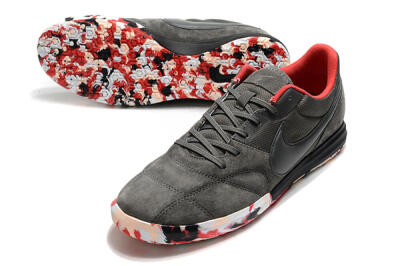 Men's Nike Premier 2 Sala IC Indoor & Futsal Low-Tops Football Shoes - Grey/White/Red