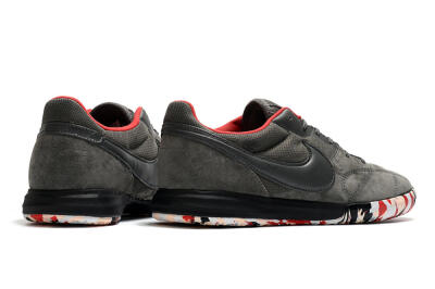 Men's Nike Premier 2 Sala IC Indoor & Futsal Low-Tops Football Shoes - Grey/White/Red