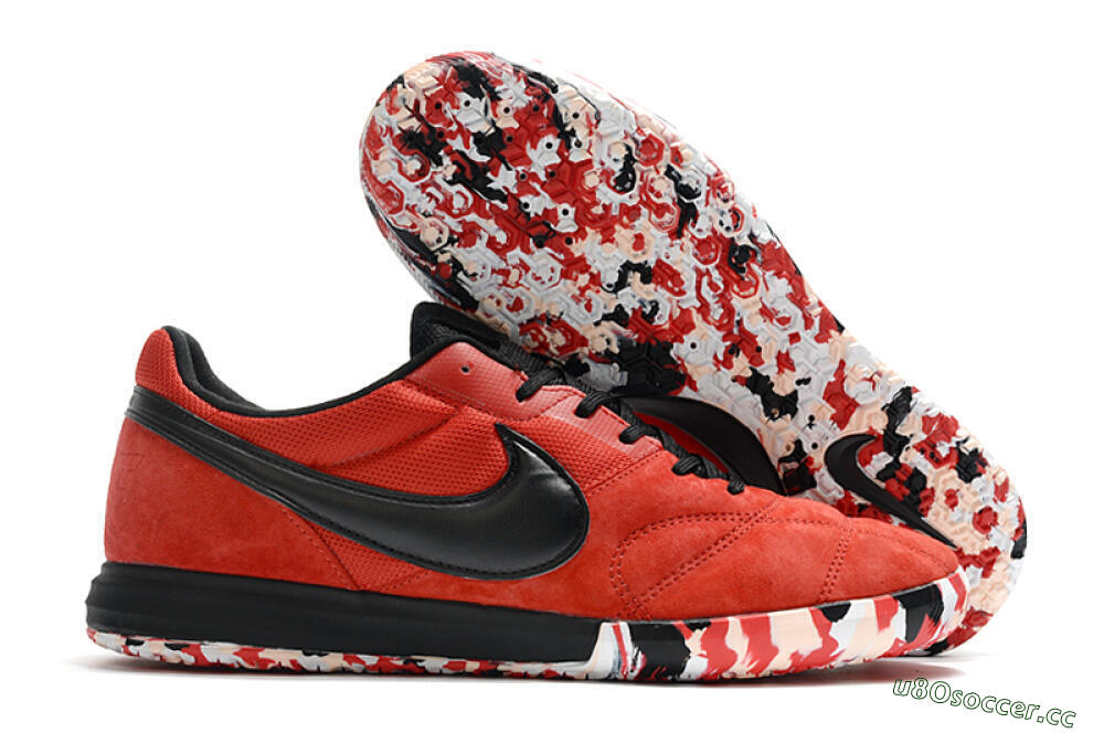 Men's Nike Premier 2 Sala IC Indoor & Futsal Low-Tops Football Shoes - Red/Black/White 2