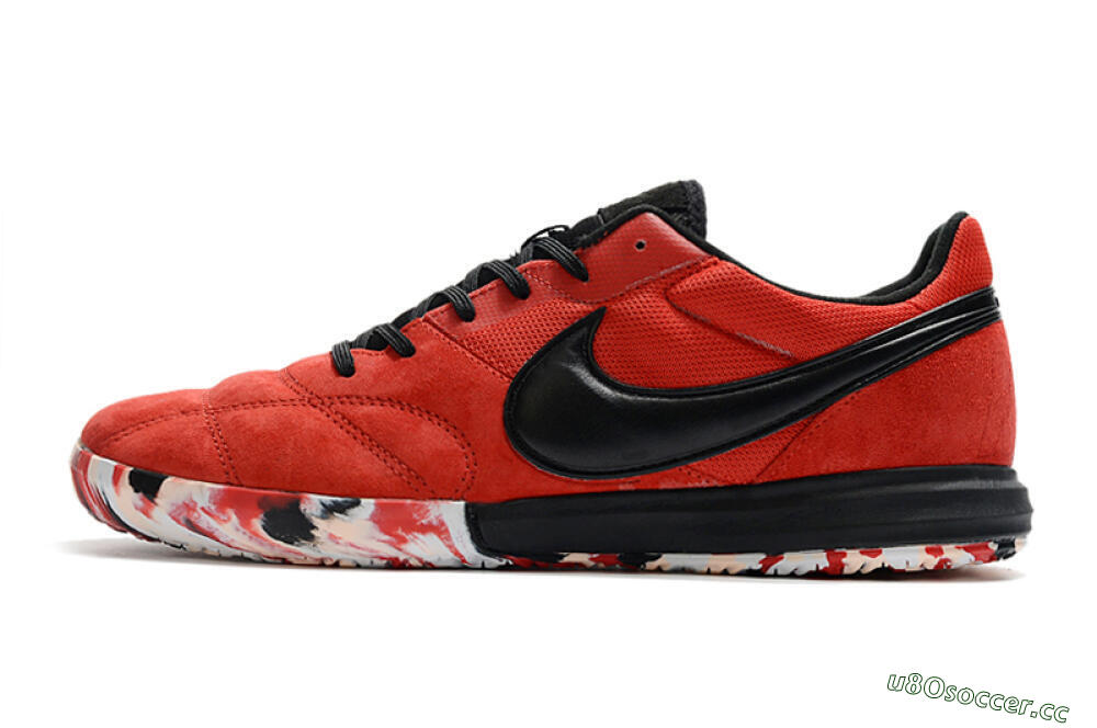 Men's Nike Premier 2 Sala IC Indoor & Futsal Low-Tops Football Shoes - Red/Black/White 0