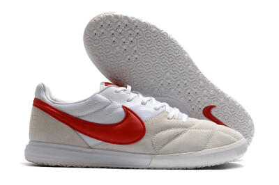 Men's Nike Premier 2 Sala IC Indoor & Futsal Low-Tops Football Shoes - Grey/White/Red