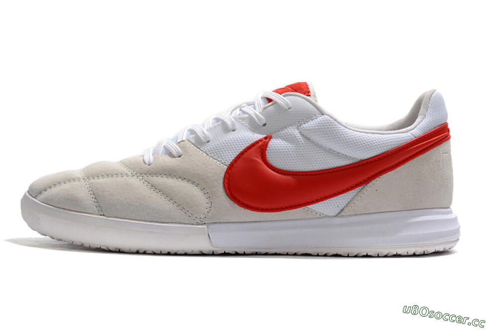 Men's Nike Premier 2 Sala IC Indoor & Futsal Low-Tops Football Shoes - Grey/White/Red 0