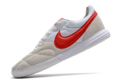 Men's Nike Premier 2 Sala IC Indoor & Futsal Low-Tops Football Shoes - Grey/White/Red