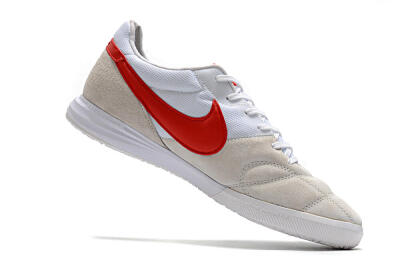 Men's Nike Premier 2 Sala IC Indoor & Futsal Low-Tops Football Shoes - Grey/White/Red